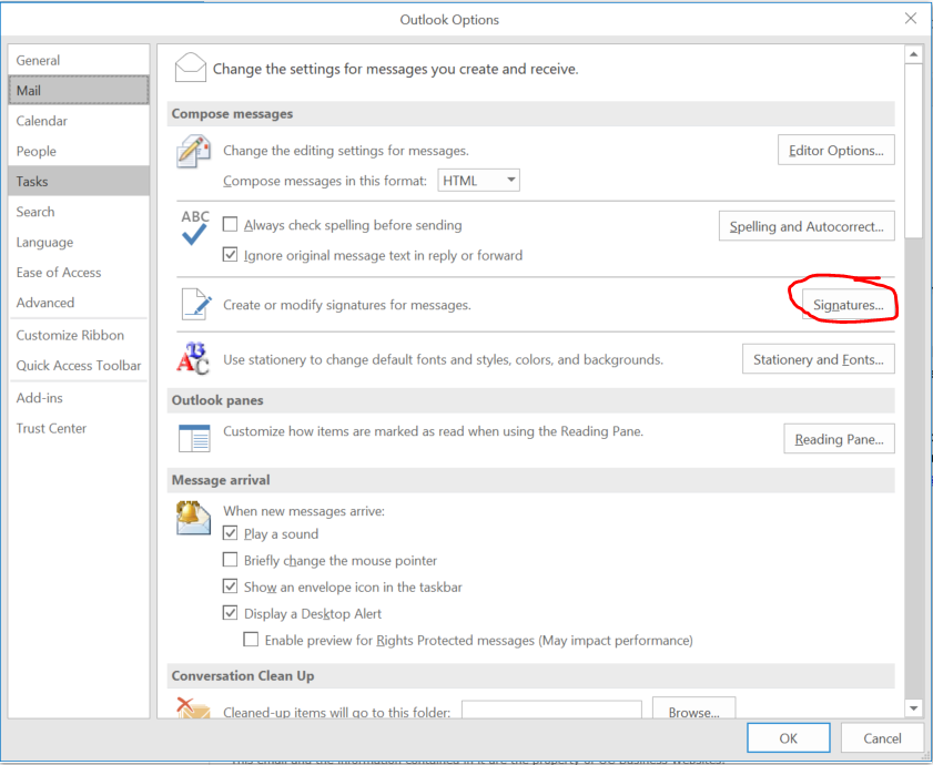 unable to create email signature in outlook